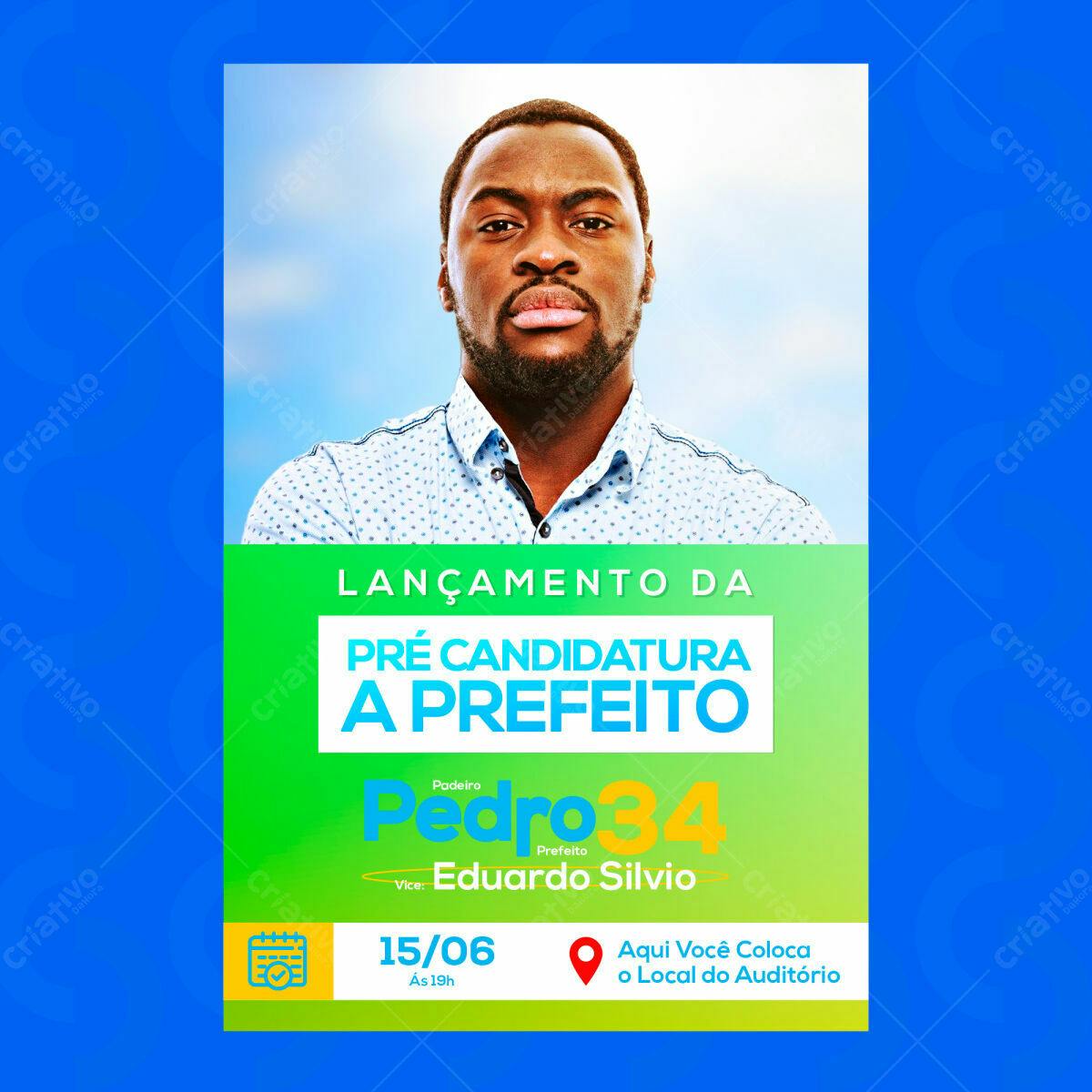 Flyer para Pré-Candidatura a Prefeito PSD Editável
