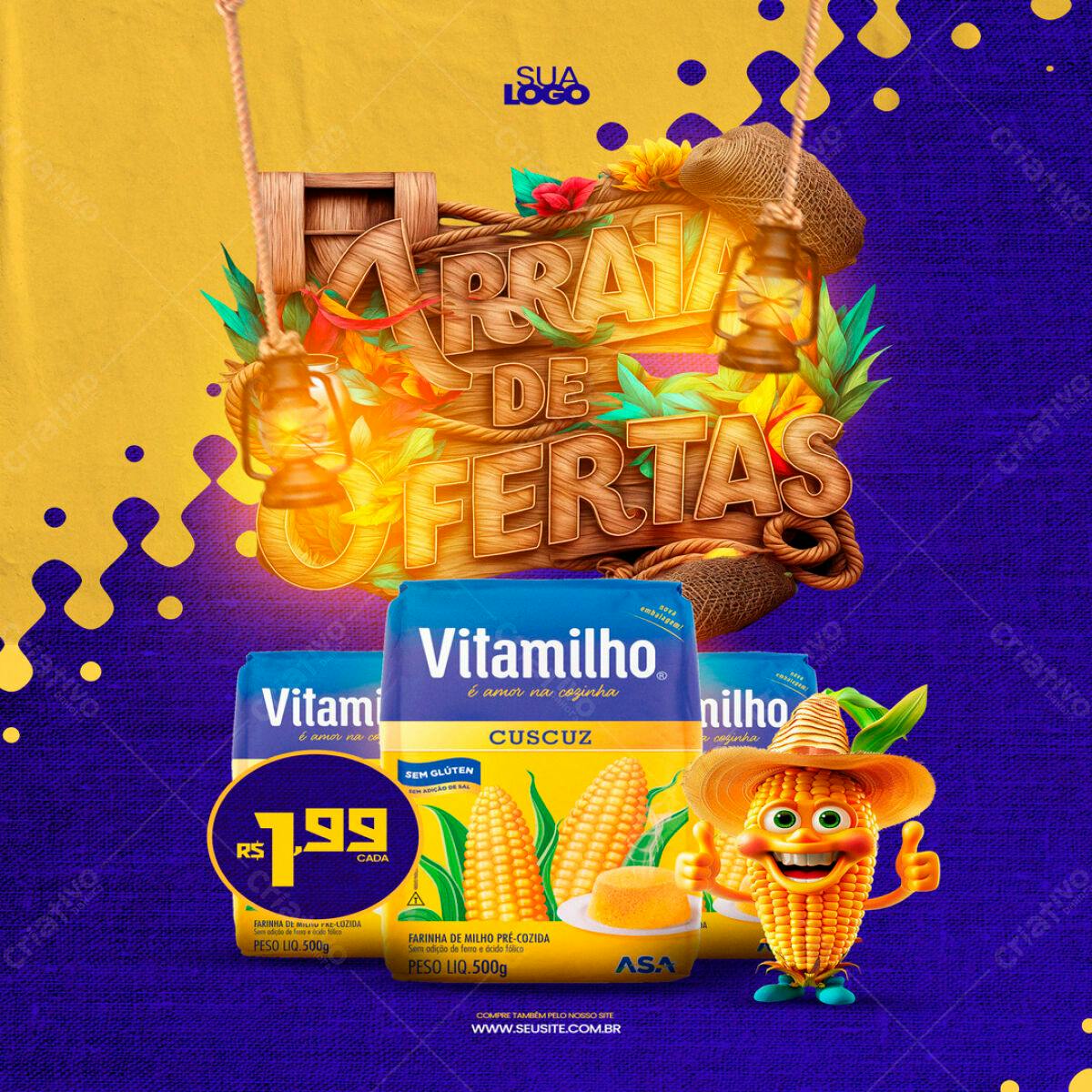 Flyer Praia de Ofertas Vitamilho PSD Editável
