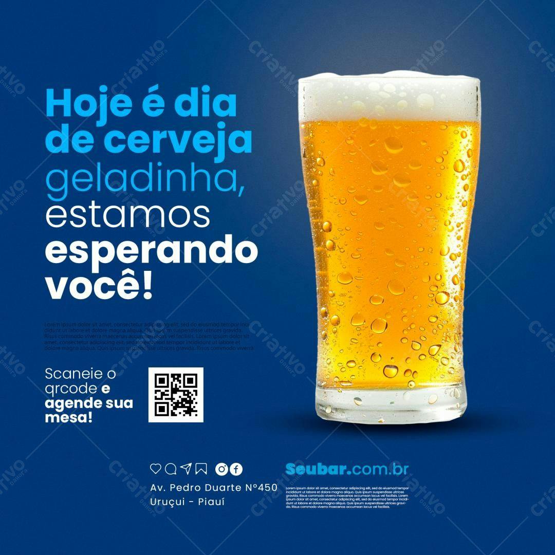 Flyer para Dia de Cerveja Gelada PSD Editável