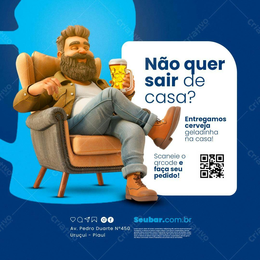 Flyer Cerveja em Casa PSD Editável