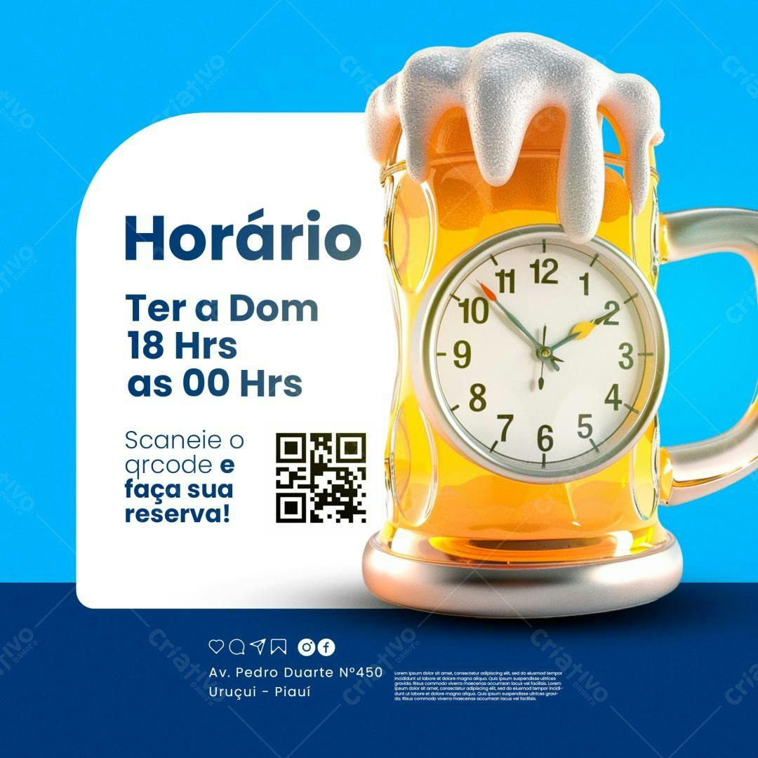 Flyer para Horário de Funcionamento PSD Editável