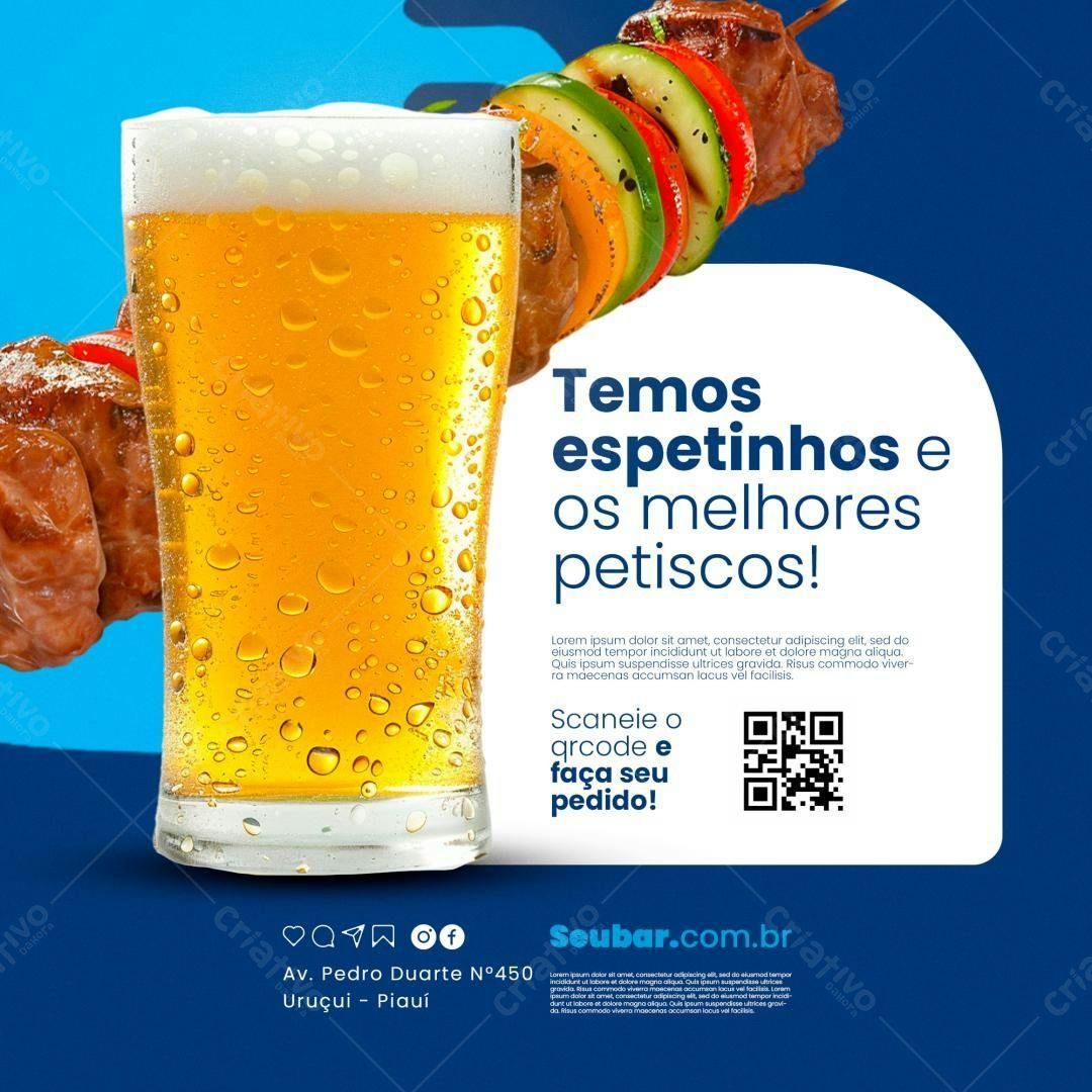 Flyer para Bar com Churrasco e Cerveja PSD Editável
