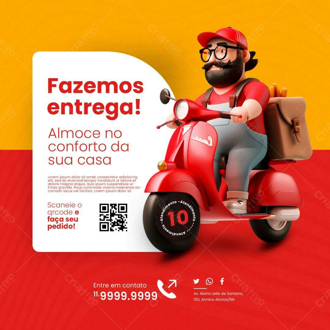 Flyer para Delivery de Comida PSD Editável