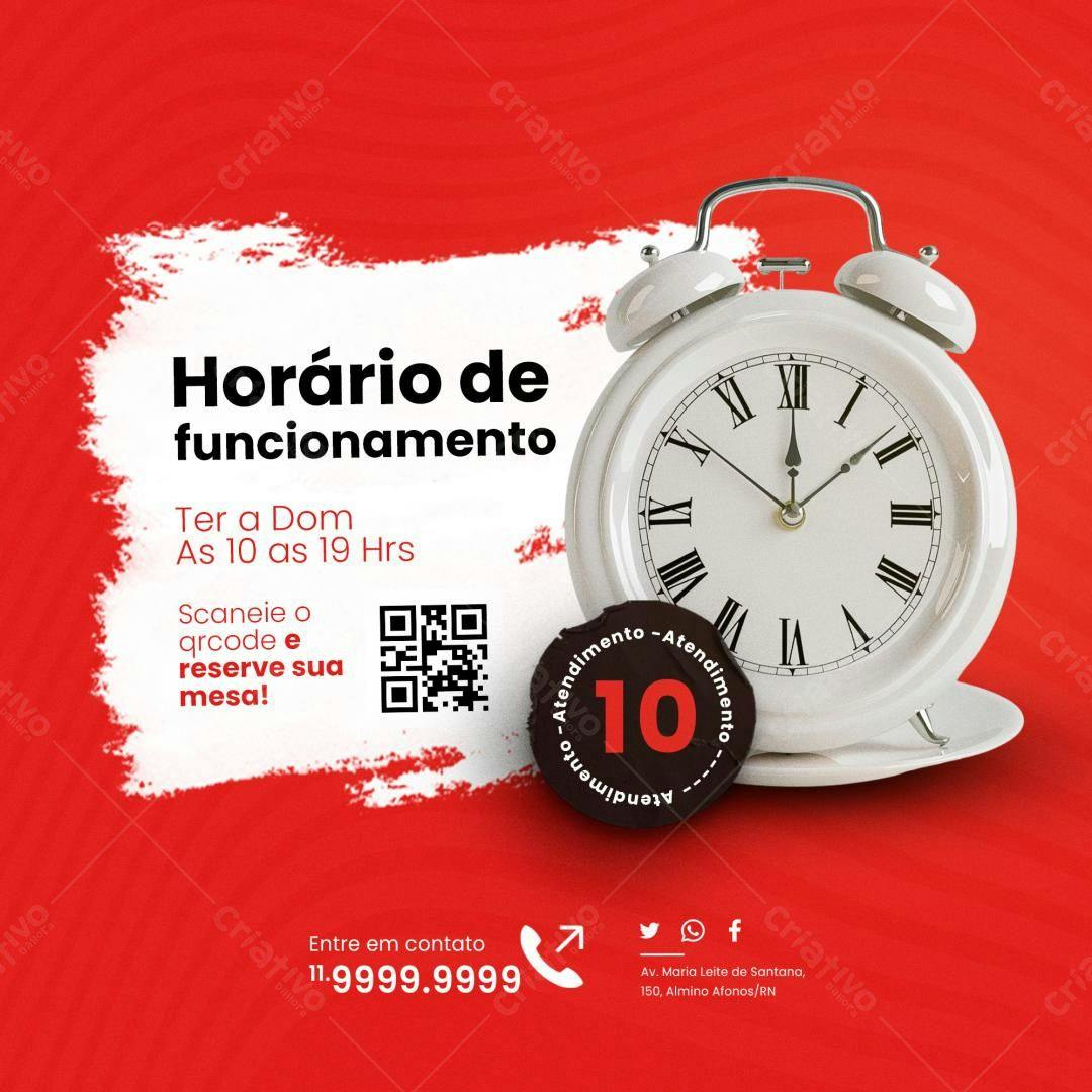 Flyer Horário de Funcionamento PSD Editável