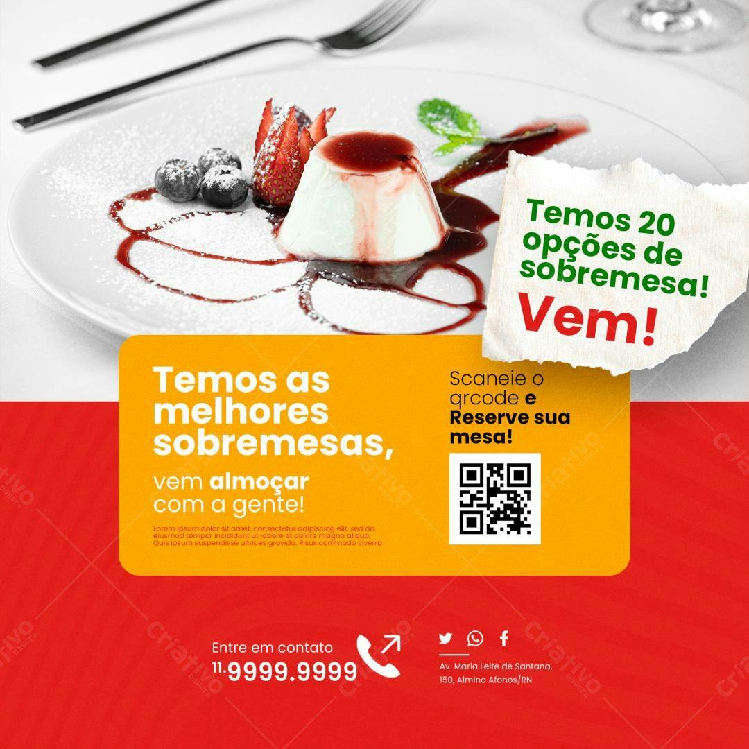 Flyer para Restaurante com Sobremesa PSD Editável