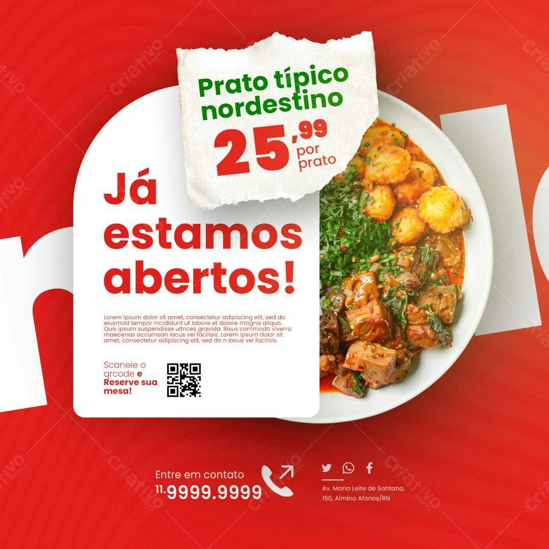 Flyer Restaurante Nordestino PSD Editável