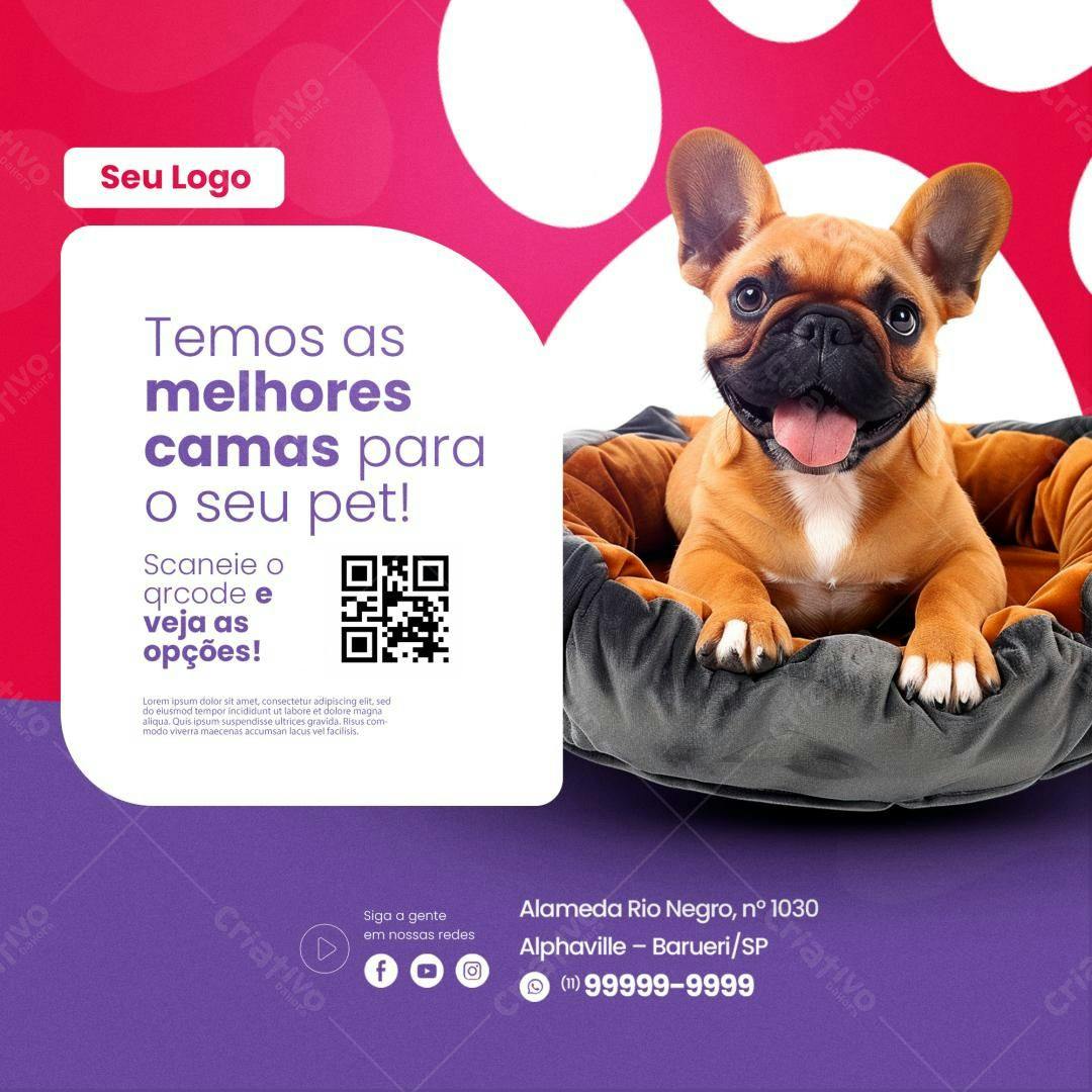 Post Pet Shop Camas para Cachorros PSD Editável