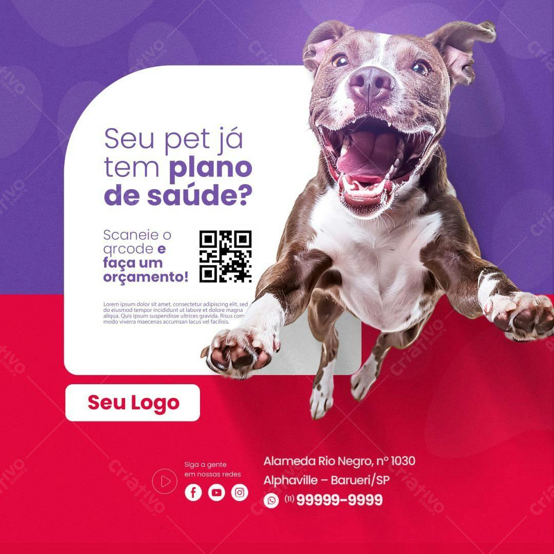 Post para Veterinária com Plano de Saúde PSD Editável