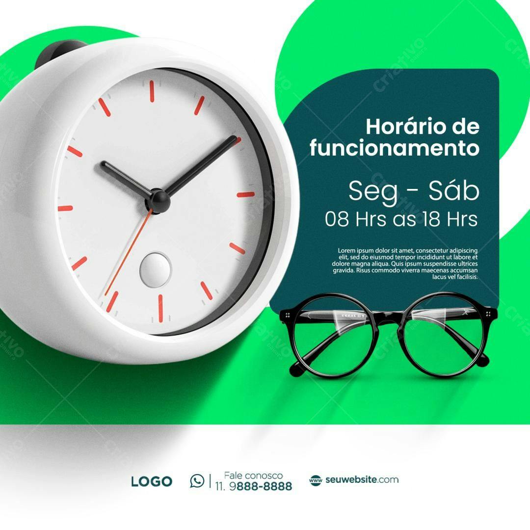 Flyer Horário de Funcionamento PSD Editável
