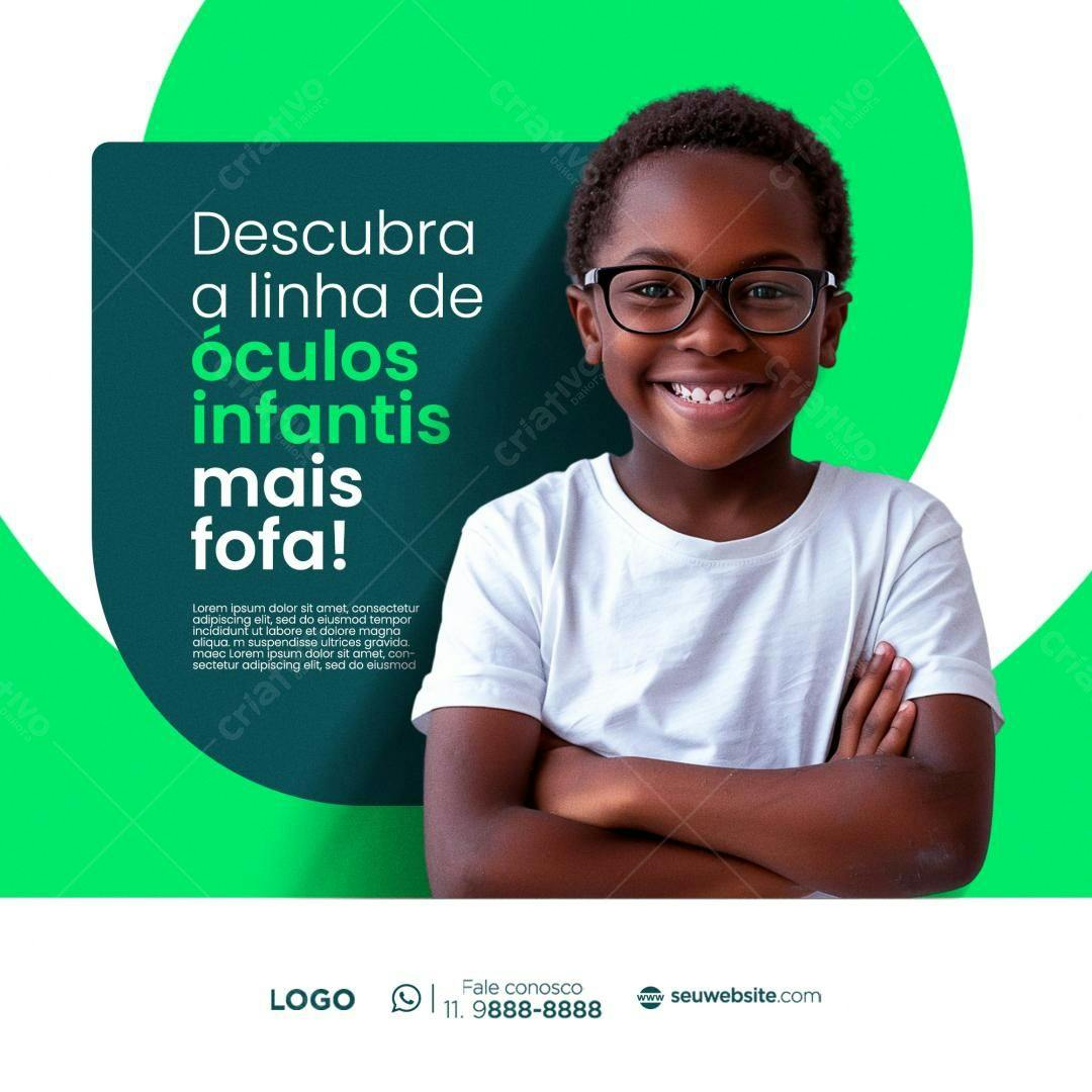 Post para Redes Sociais Óculos Infantis PSD Editável