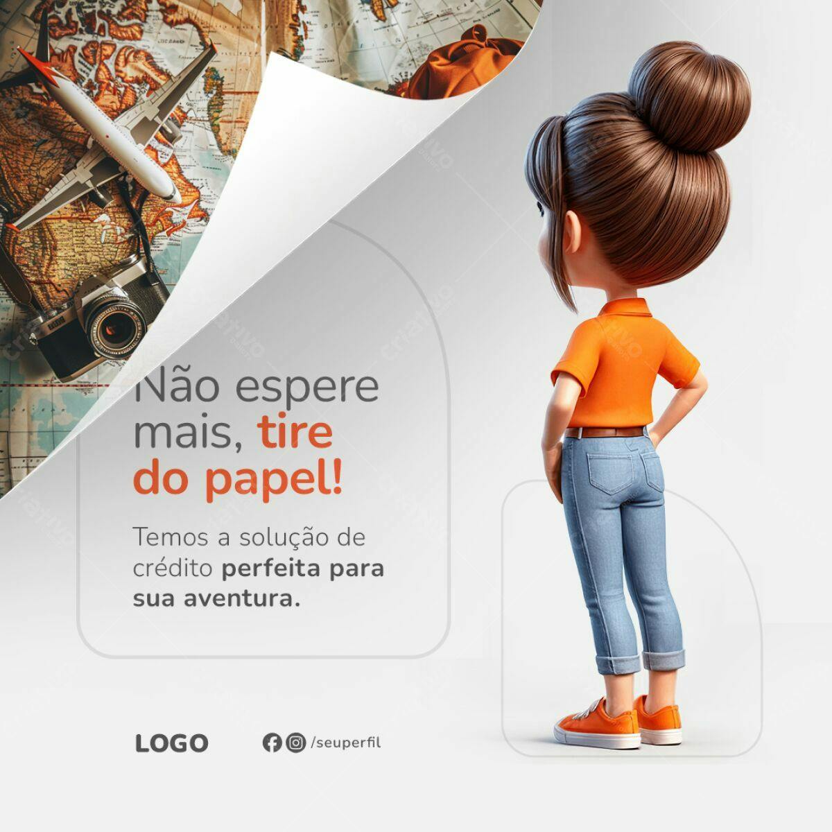 Postagem para Redes Sociais Empréstimo Viagem PSD Editável