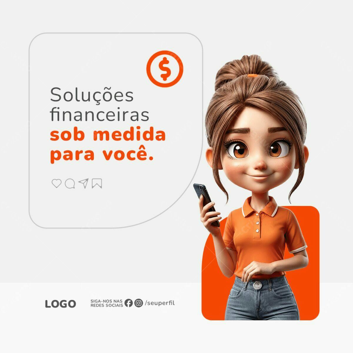 Post para Redes Sociais Soluções Financeiras PSD Editável