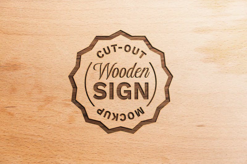 Fechar o design do logotipo de madeira 7 mockup
