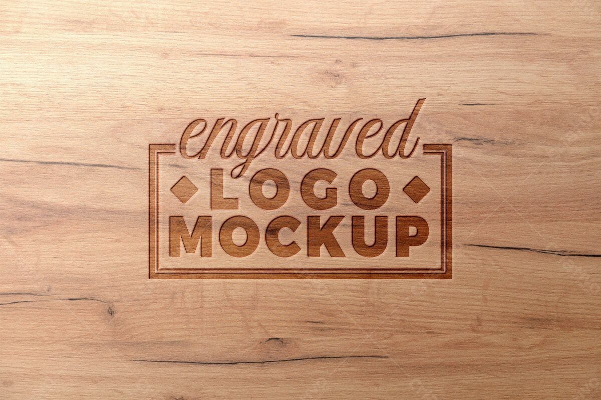 Mockup de Logo Gravado em Madeira PSD Editável