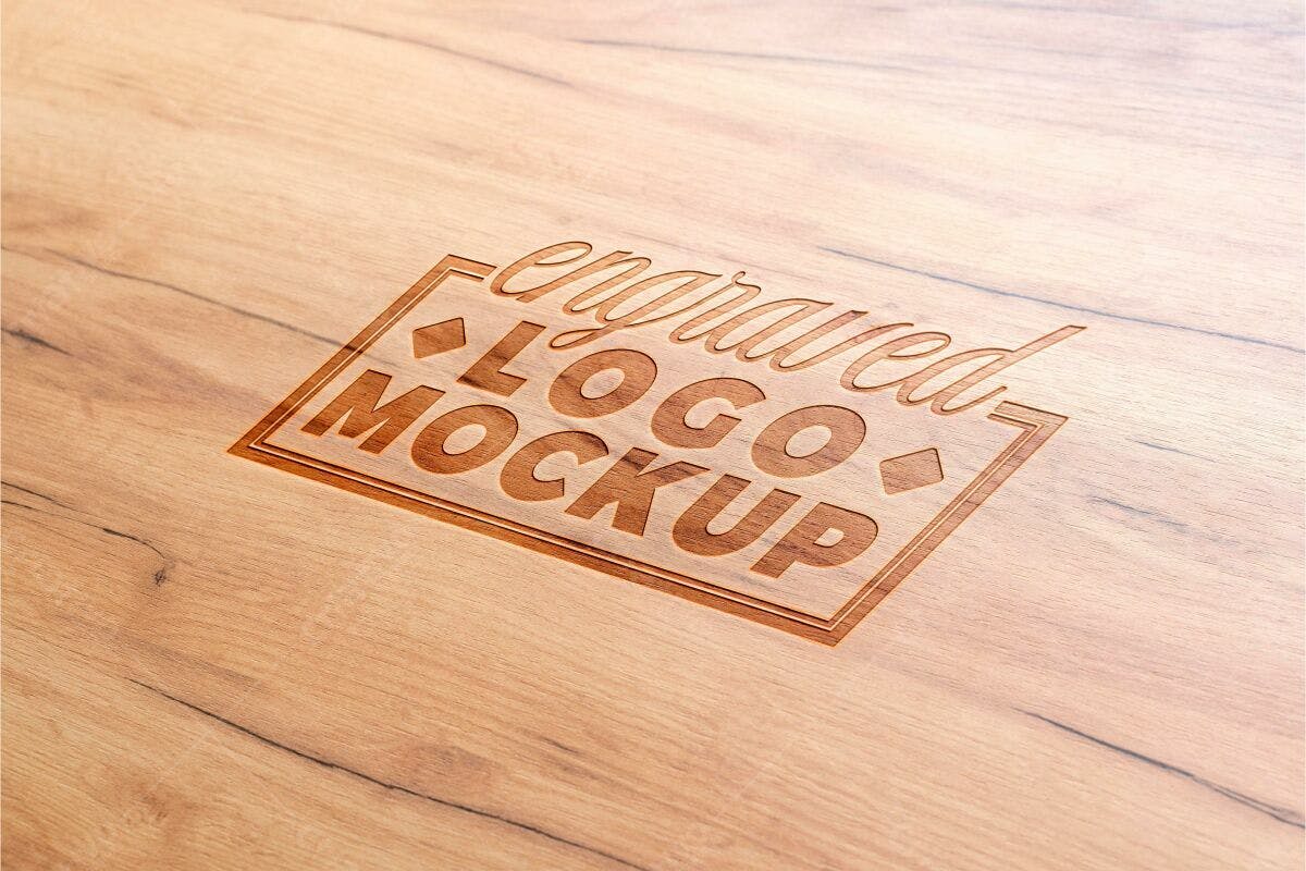 Mockup de Logo Gravado em Madeira PSD Editável