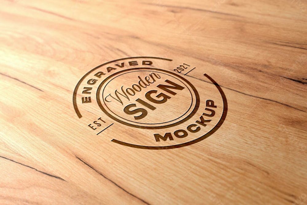 Fechar O Design Do Logotipo De Madeira 13 Mockup