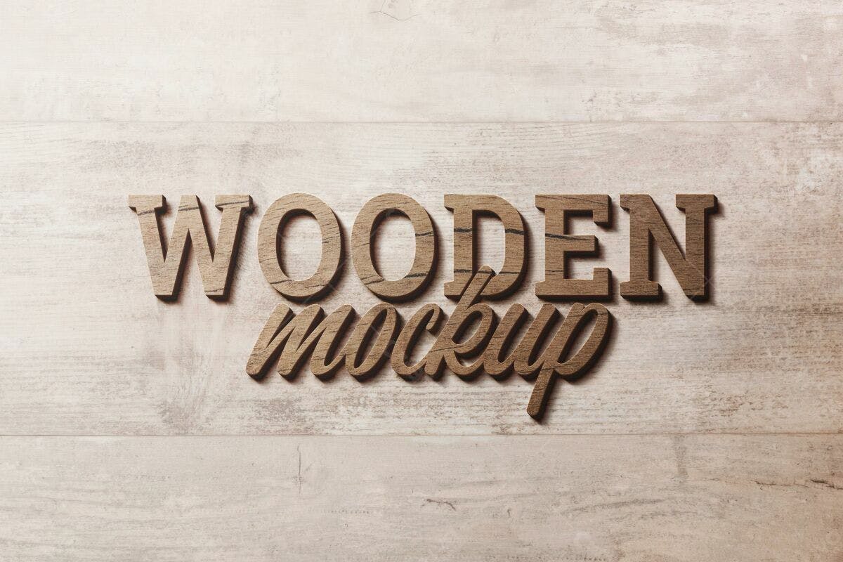 Mockup de Texto em Madeira PSD Editável