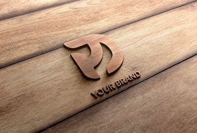 Fechar O Design Do Logotipo De Madeira 20 Mockup