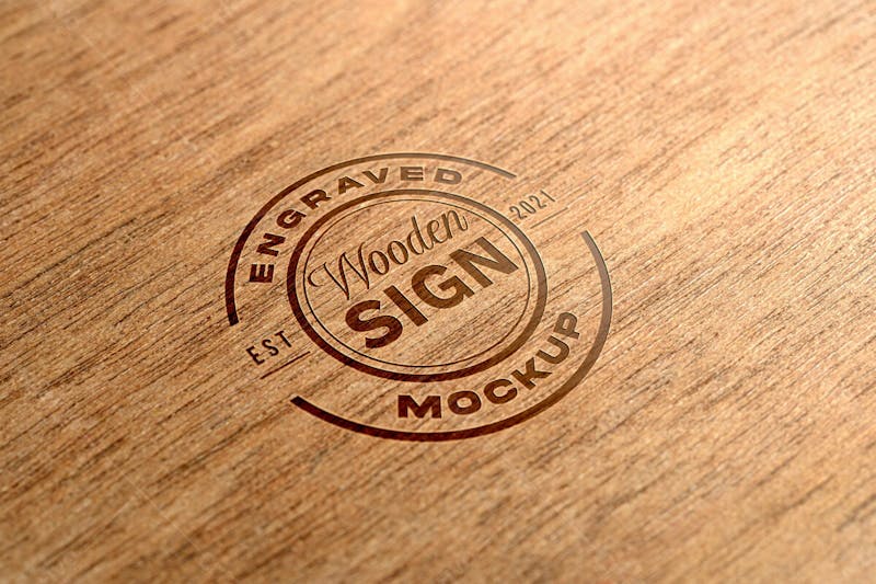 Fechar o design do logotipo de madeira 23 mockup