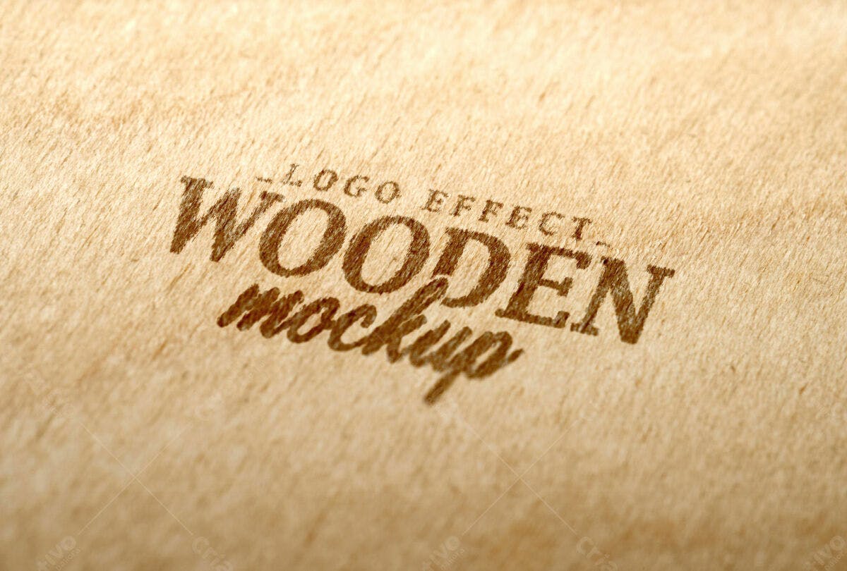Mockup de Logo em Madeira PSD Editável
