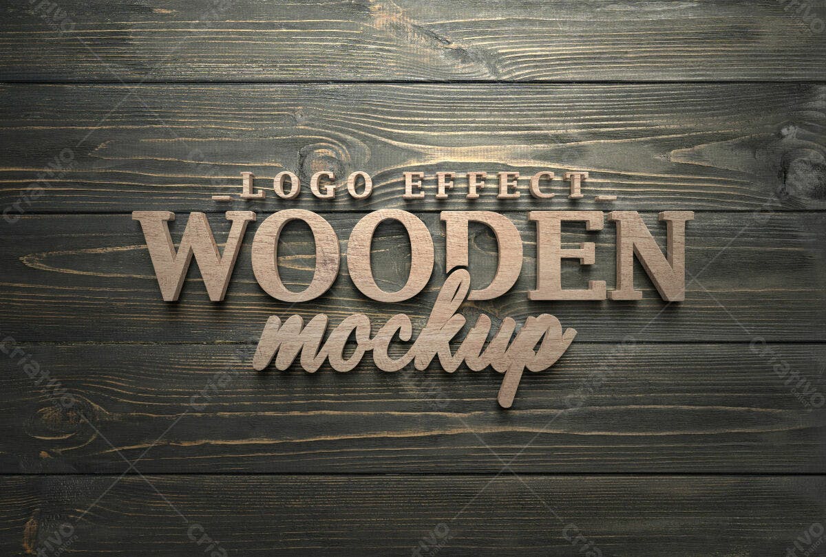 Mockup de Logo em Madeira PSD Editável