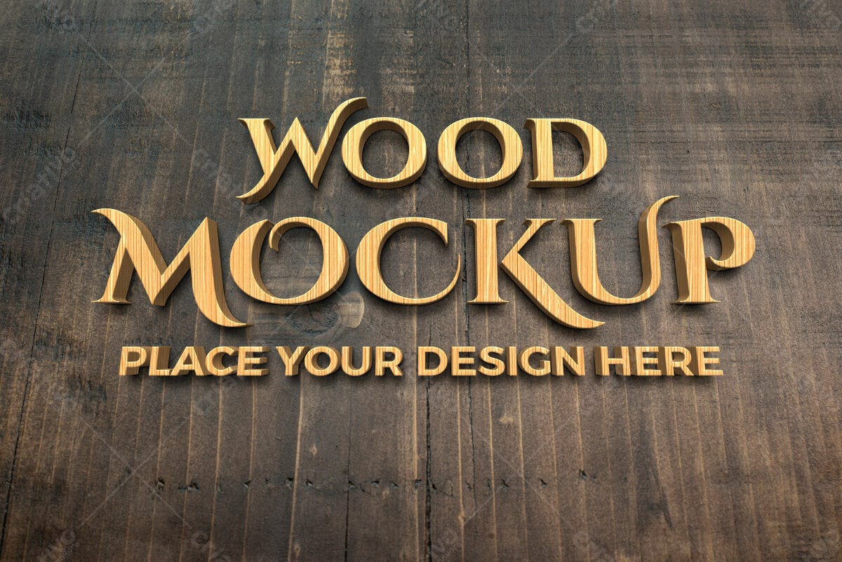 Mockup Madeira em 3D PSD Editável