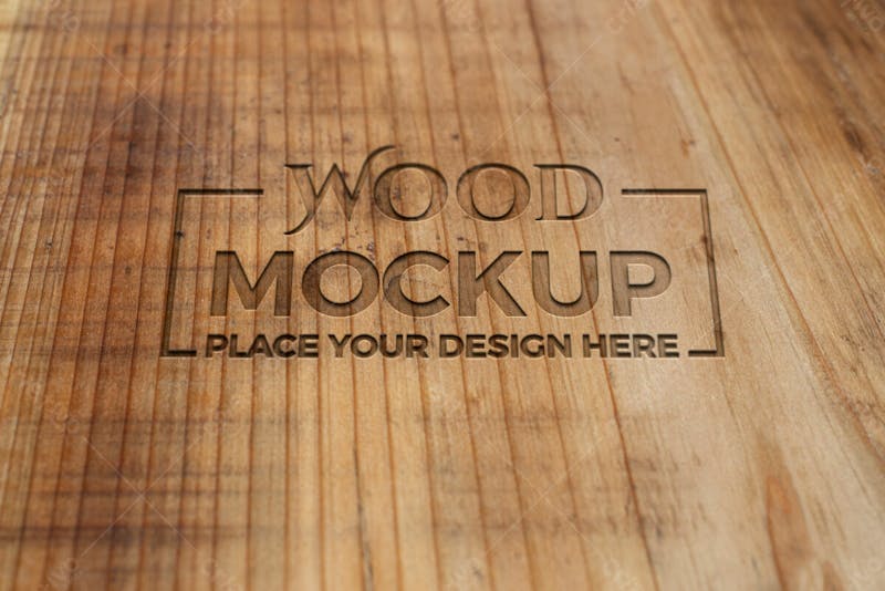 Fechar o design do logotipo de madeira 44 mockup