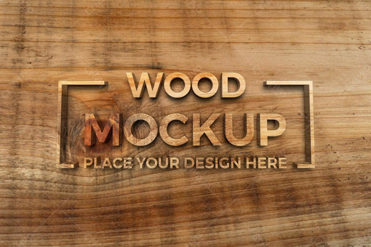Mockup de Texto em Madeira PSD Editável