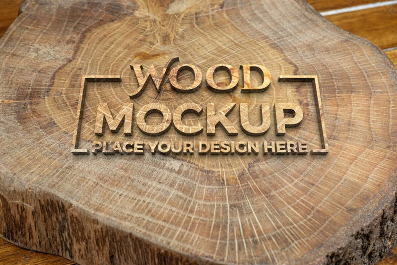 Fechar o design do logotipo de madeira 47 mockup