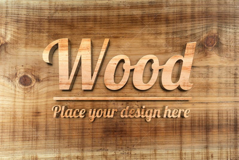 Fechar o design do logotipo de madeira 48 mockup