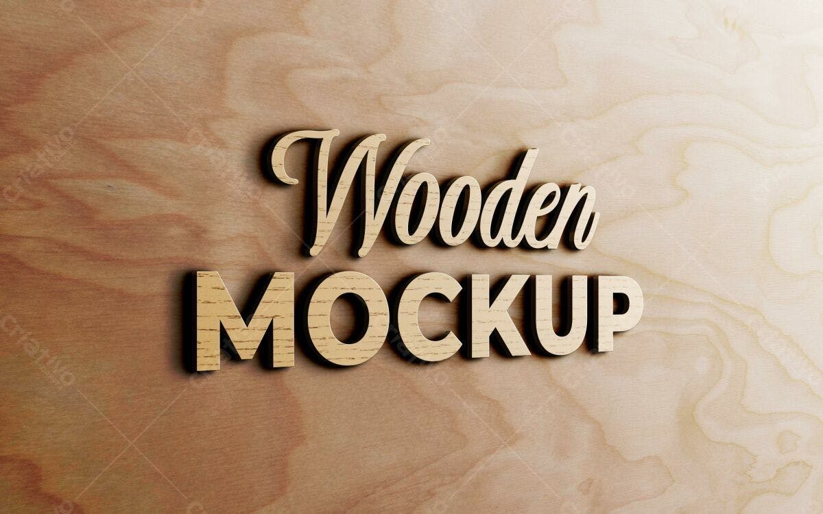 Mockup de Texto em Madeira PSD Editável
