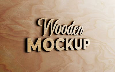 Feche O Design Do Logotipo De Madeira 10 Mockup