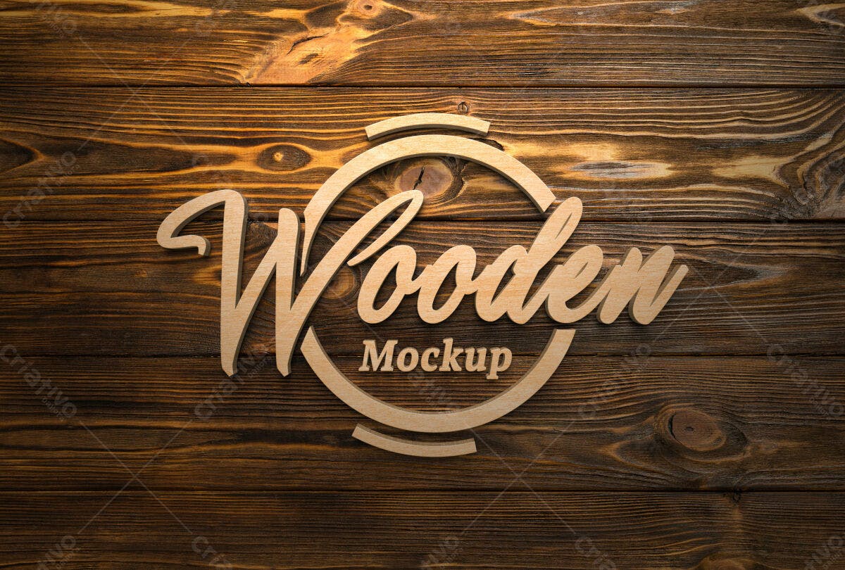 Mockup de Logo em Madeira PSD Editável