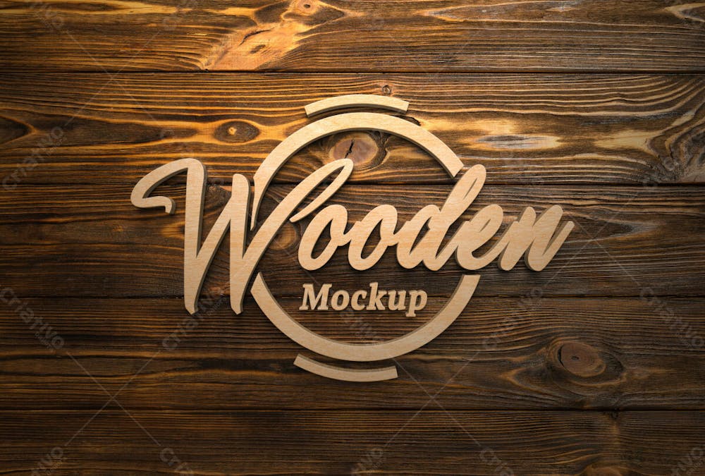Feche O Design Do Logotipo De Madeira 25 Mockup