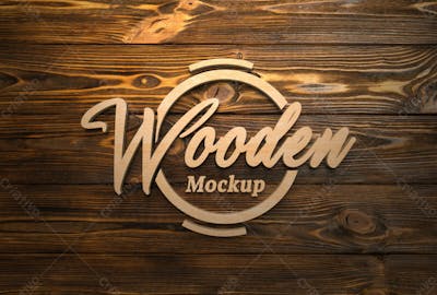 Feche O Design Do Logotipo De Madeira 25 Mockup