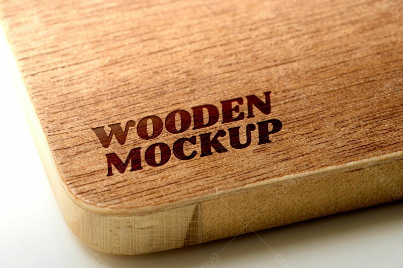 Feche o design do logotipo de madeira 27 mockup