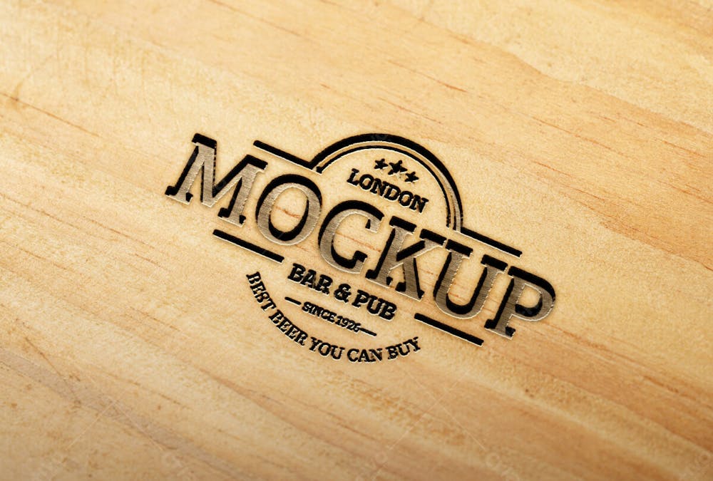 Feche O Design Do Logotipo De Madeira 29 Mockup