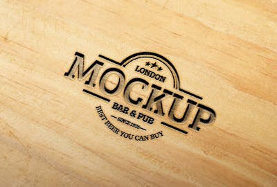 Feche O Design Do Logotipo De Madeira 29 Mockup
