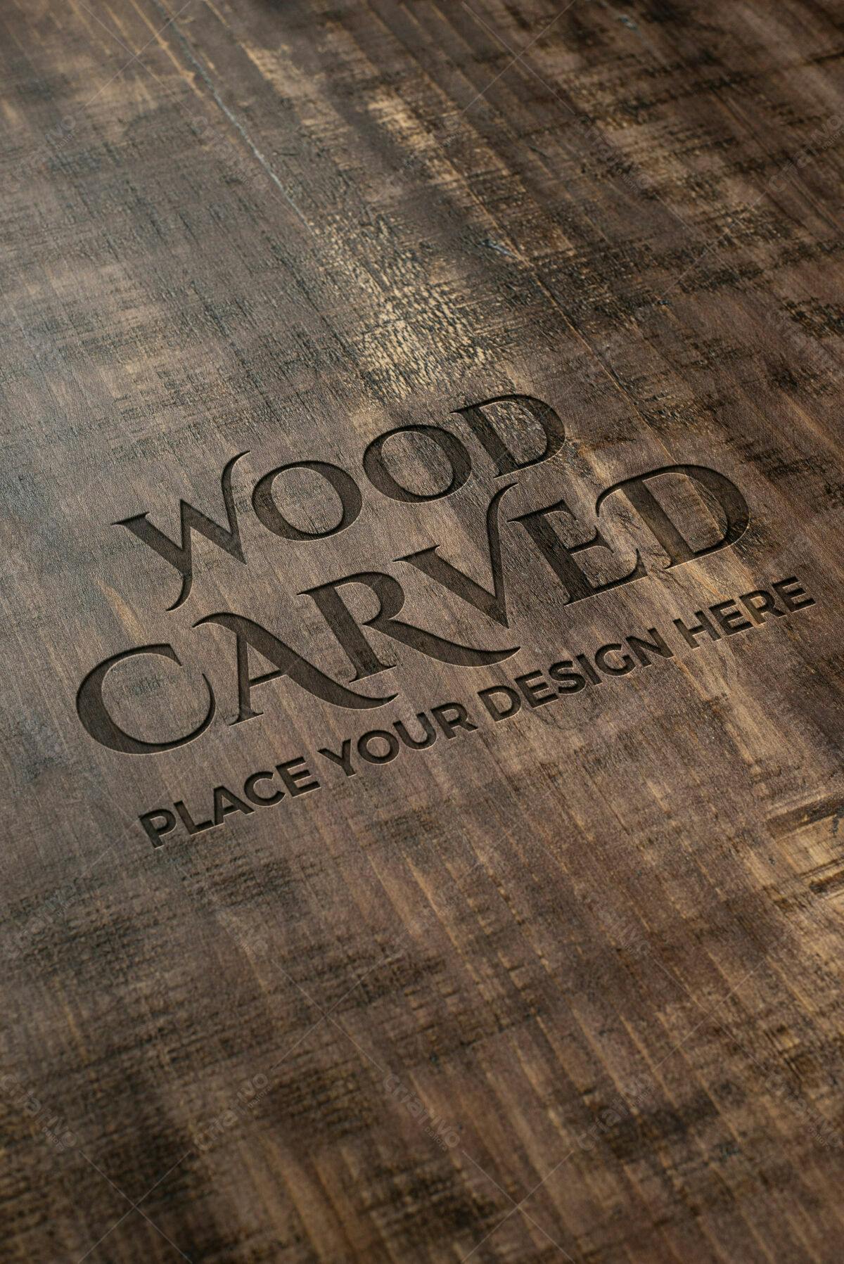 Mockup Madeira Gravada PSD Editável