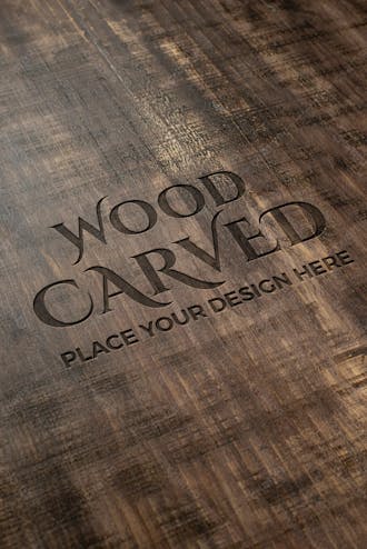 Feche o design do logotipo de madeira 32 mockup