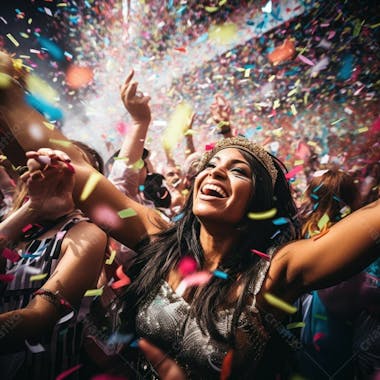 Pessoas do festival de carnaval brasileiro e fundo do grupo ai