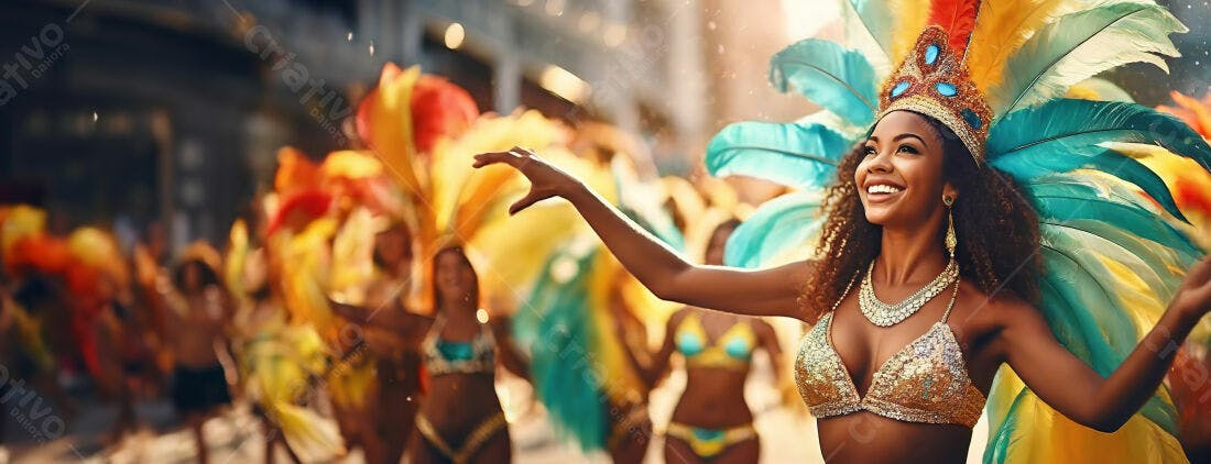 Bailarina de Carnaval em desfile vibrante