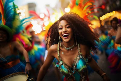 Pessoas Do Festival De Carnaval Brasileiro E Fundo Do Grupo Ai