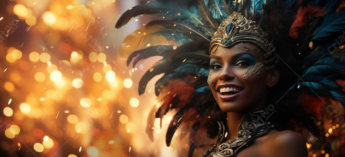 Mulher negra em fantasia de carnaval