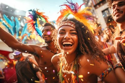 Pessoas Do Festival De Carnaval Brasileiro E Fundo Do Grupo Ai