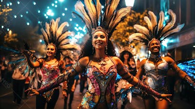 Pessoas Do Festival De Carnaval Brasileiro E Fundo Do Grupo Ai