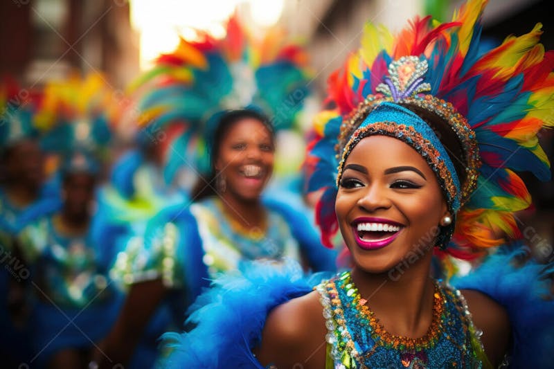 Pessoas do festival de carnaval brasileiro e fundo do grupo ai