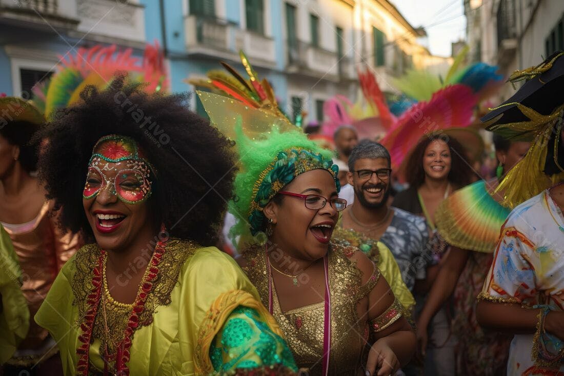 Desfile de Carnaval Mulheres Alegres e Coloridas