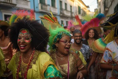 Pessoas Do Festival De Carnaval Brasileiro E Fundo Do Grupo Ai