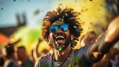 Pessoas Do Festival De Carnaval Brasileiro E Fundo Do Grupo Ai